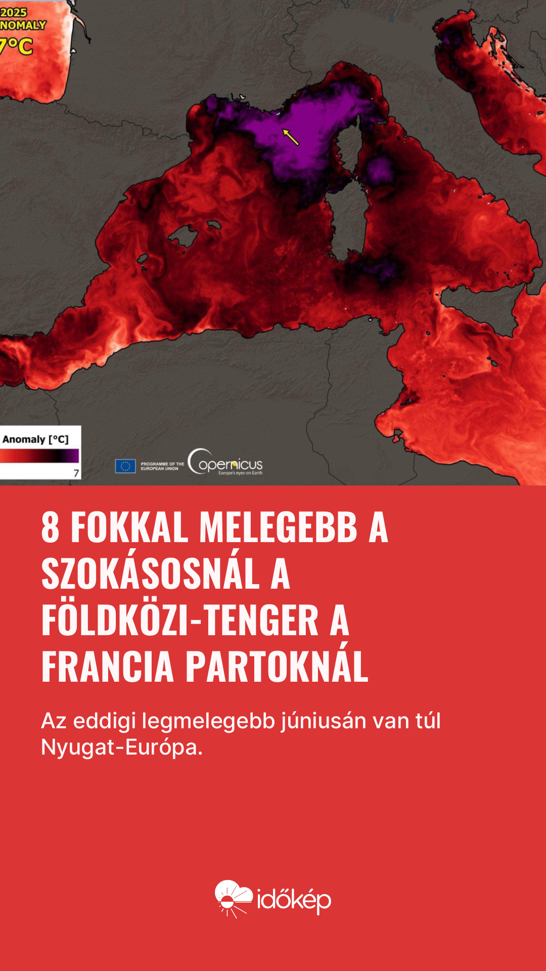 8 fokkal melegebb a szokásosnál a Földközi-tenger a francia partoknál