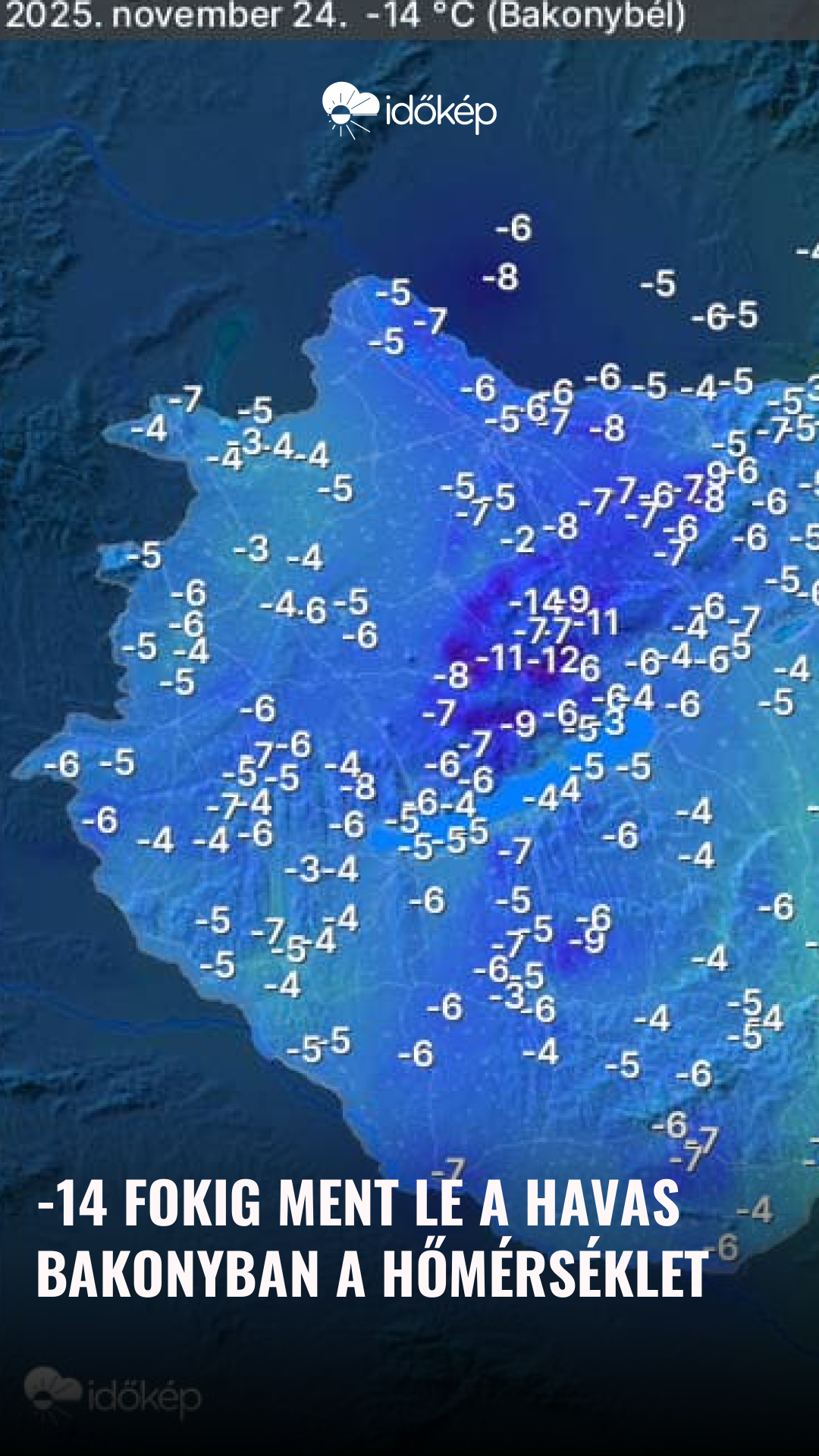 -14 fokig ment le a havas Bakonyban a hőmérséklet
