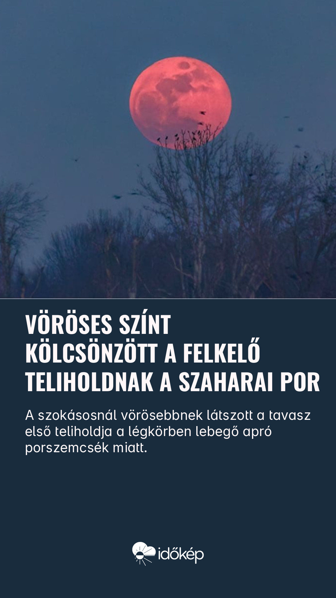 Vöröses színt kölcsönzött a felkelő teliholdnak a szaharai por