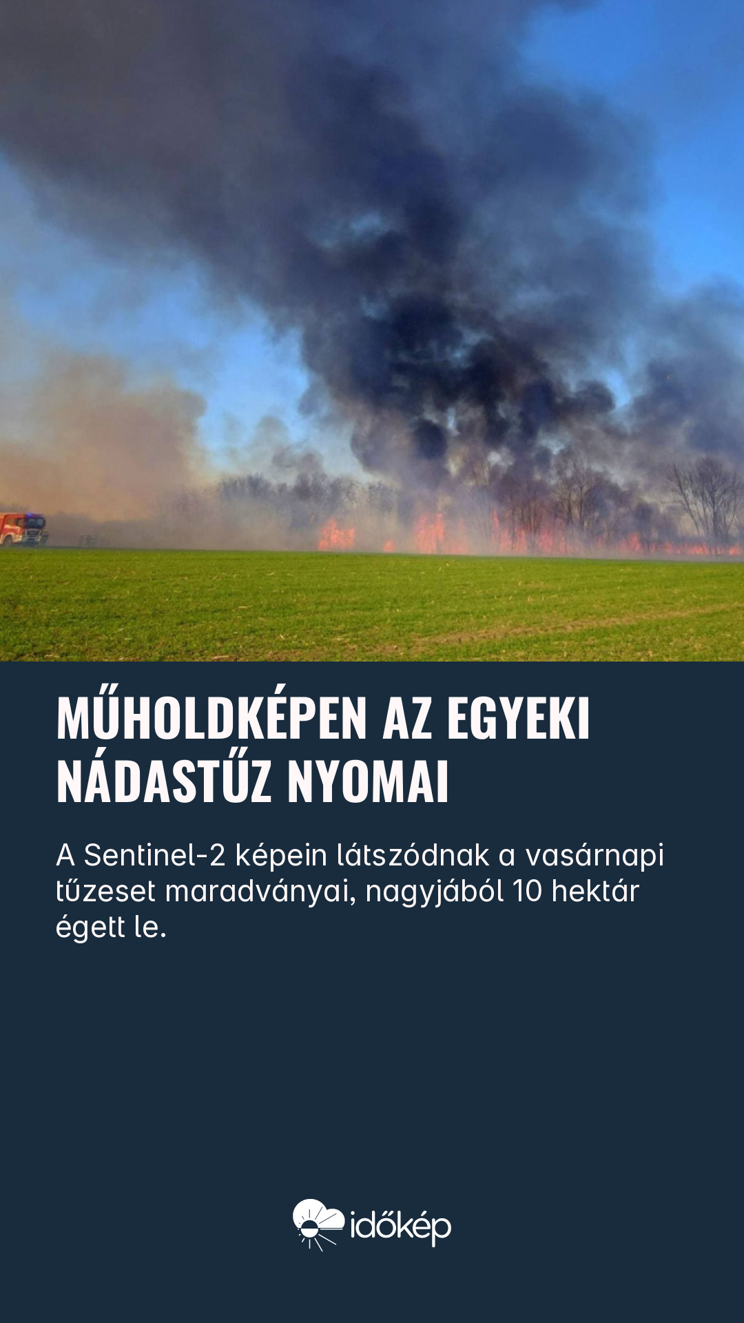 Műholdképen az egyeki nádastűz nyomai