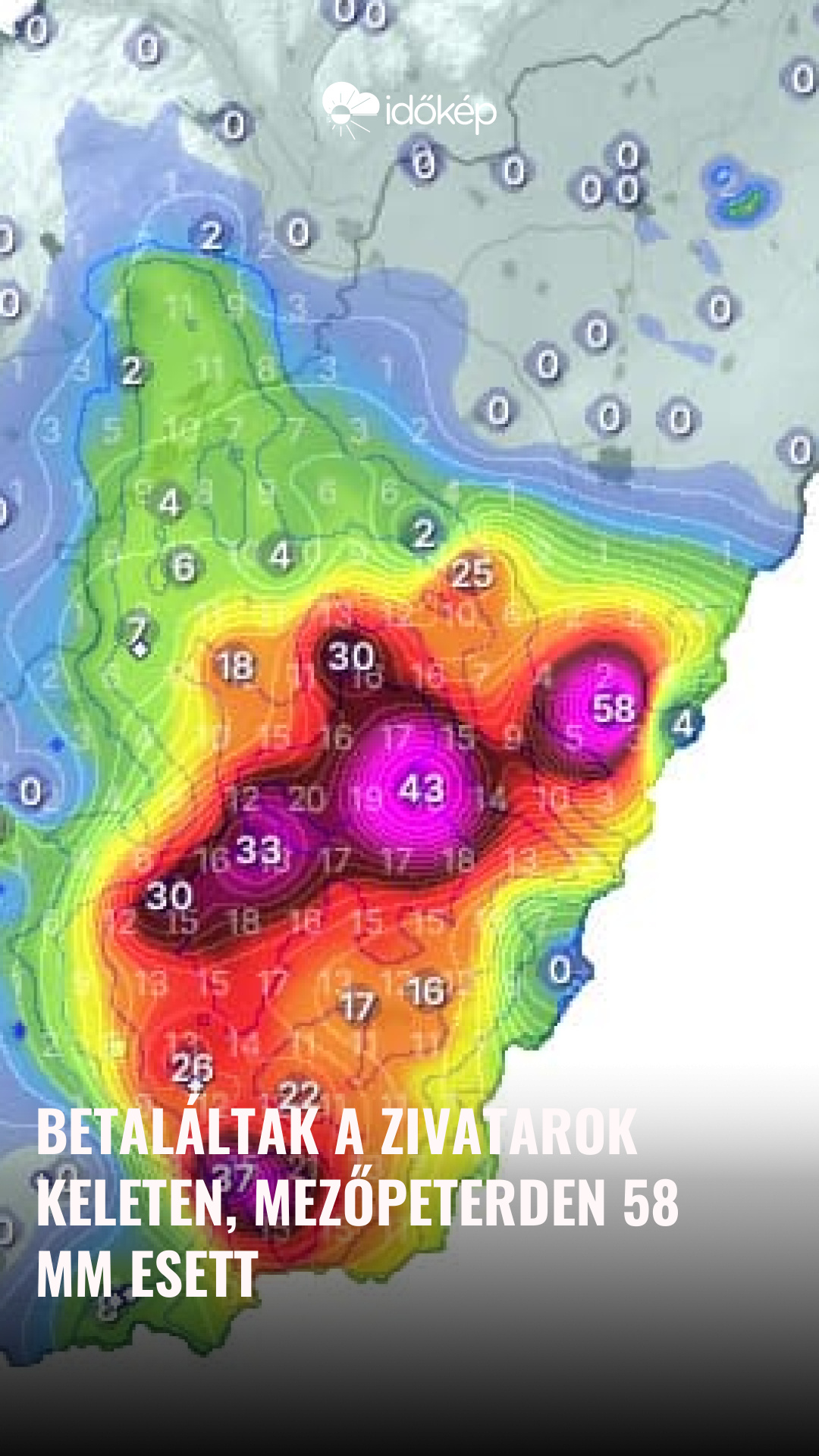 Betaláltak a zivatarok keleten, Mezőpeterden 58 mm esett