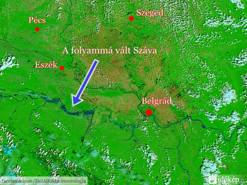 Áradás a műholdképről