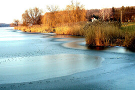 Téli nyomok a tavon. 