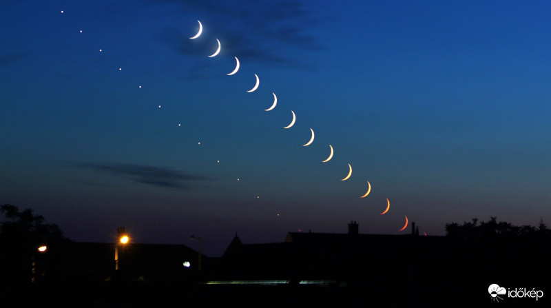 A Vénusz és a Hold együttállása és lenyugvása.