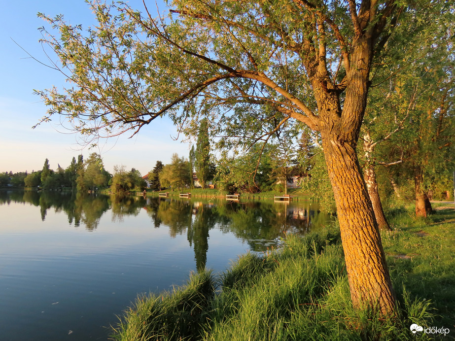 Reggel a Csónakázó-tó partján
