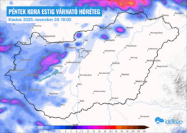 Péntek kora estig várható hómennyiség