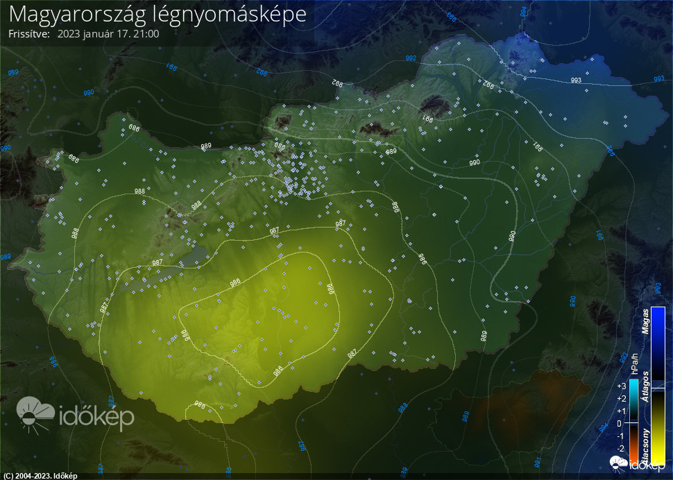985 hPa a ciklon magjában