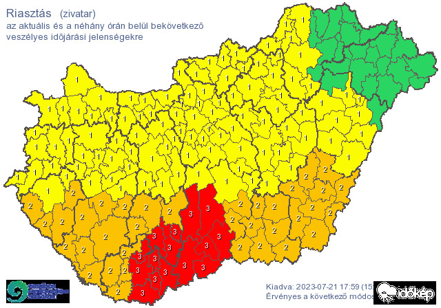 Piros riasztás délen