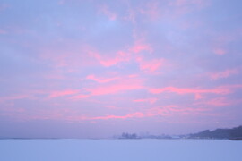 Havas-jeges rózsaszín naplemente Balatonfüreden