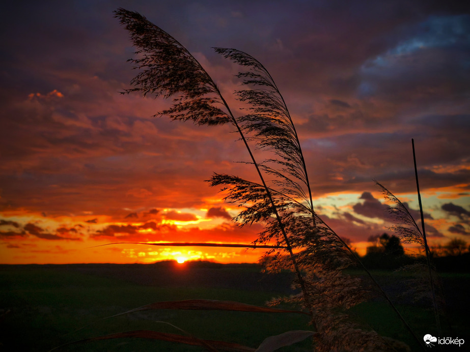Szeles novemberi napnyugta széljelzői