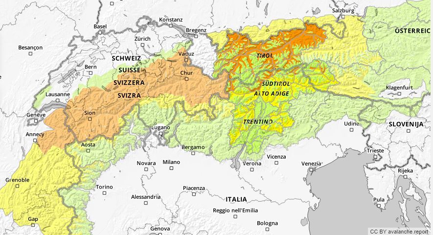3-as fokozatú a lavinaveszély - Forrás: avalanche.report