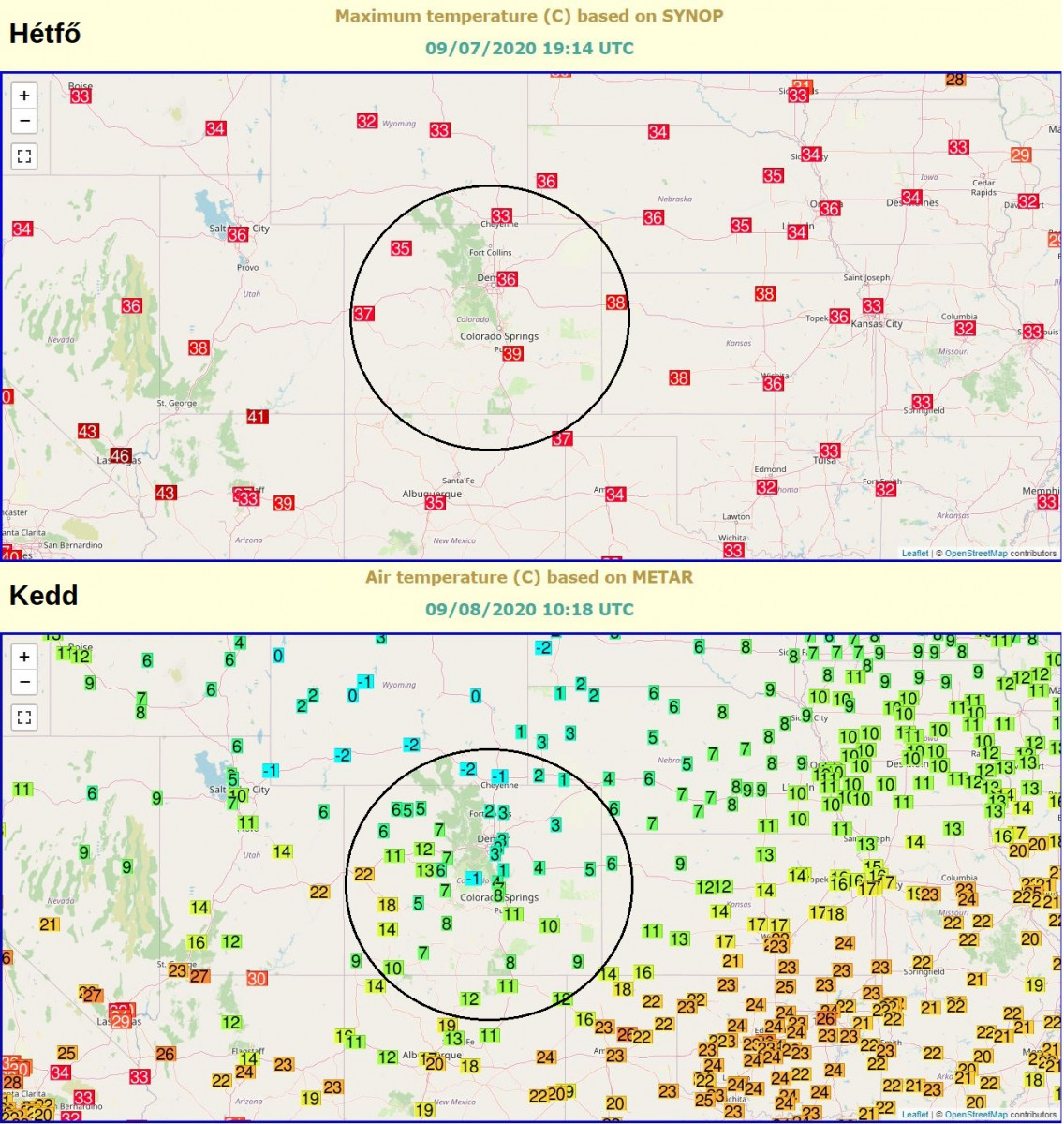 40 fokos lehűlés Coloradóban