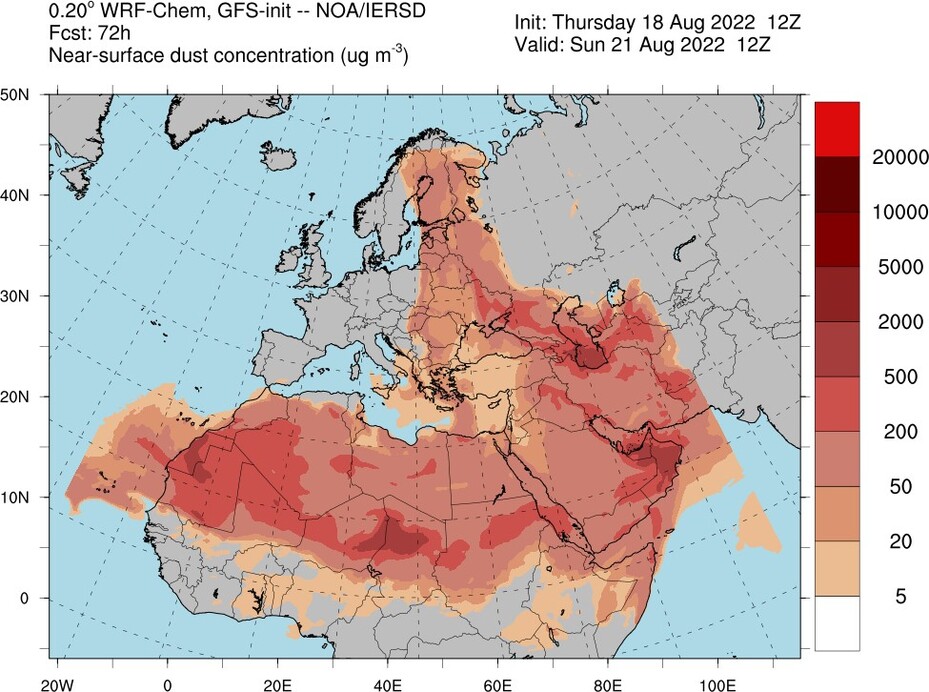 Légköri por előrejelzés