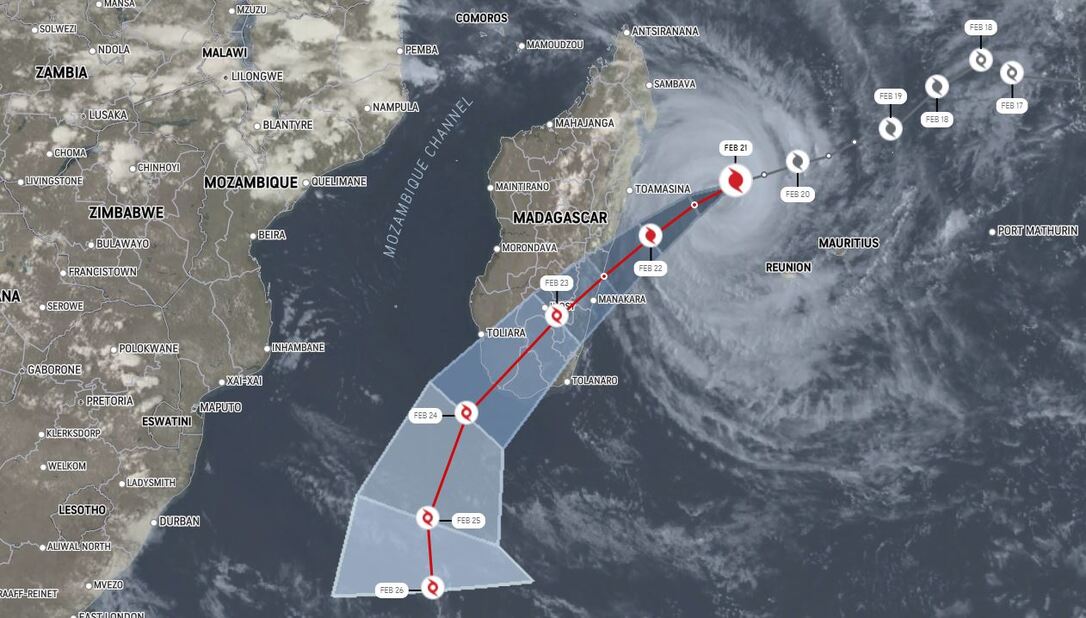 Emnati ciklon várható útvonala