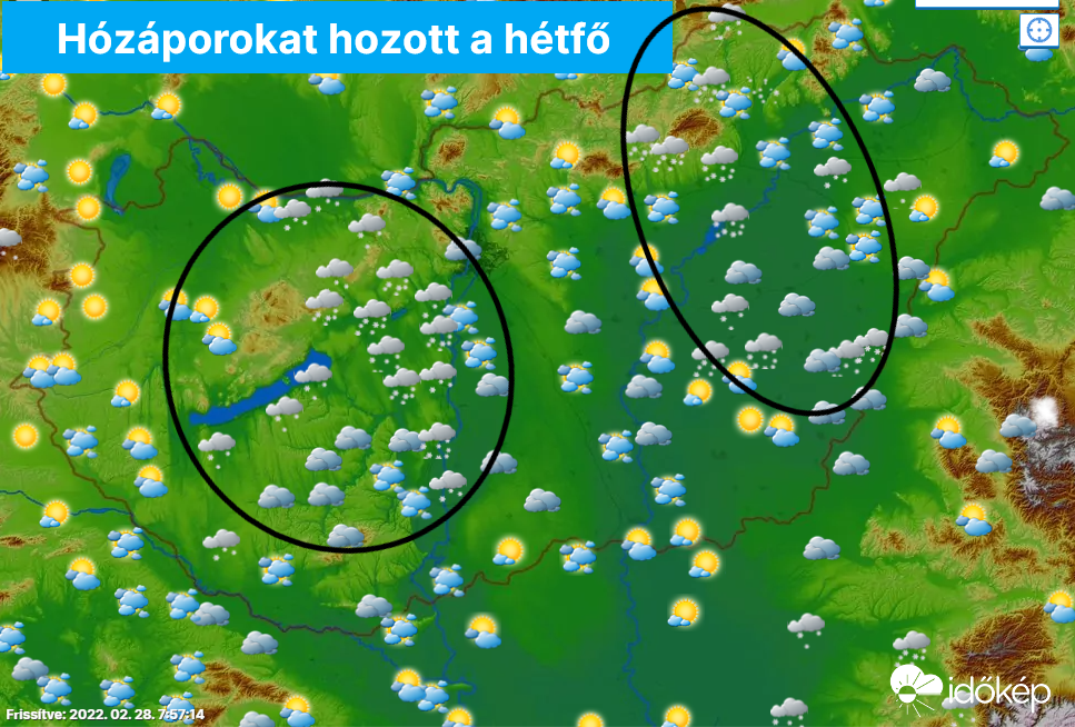 Hózáporok hétfő reggel