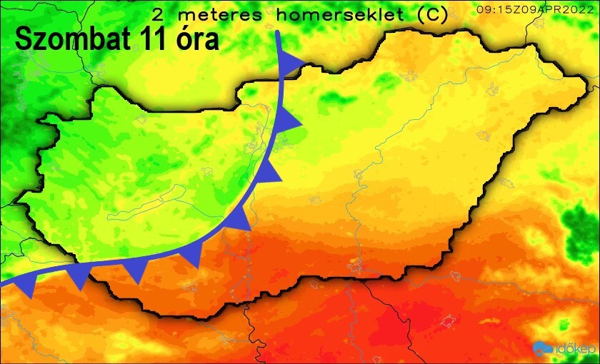 Hidegfront hoz lehűlést