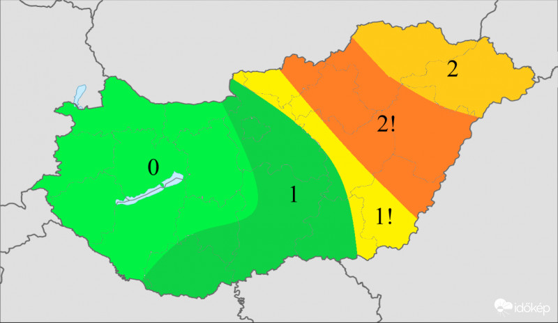 Heves zivatarok az ország északkeleti harmadán, akár rendszerbe szerveződés lehetőségével