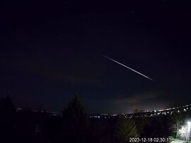 7 másodperces meteor nyomvonala