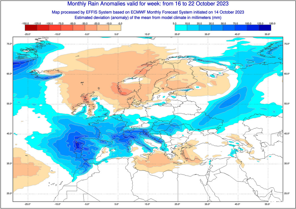 Bőséges csapadék anomália 16-22-ig.  Dunántúl + 10-20m keletebbre +20-30mm