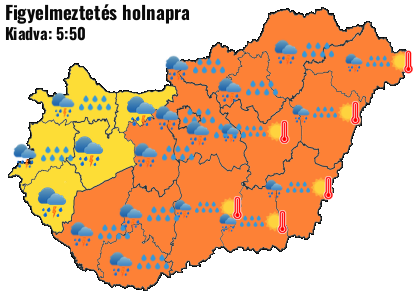 Figyelmeztető előrejelzés holnapra