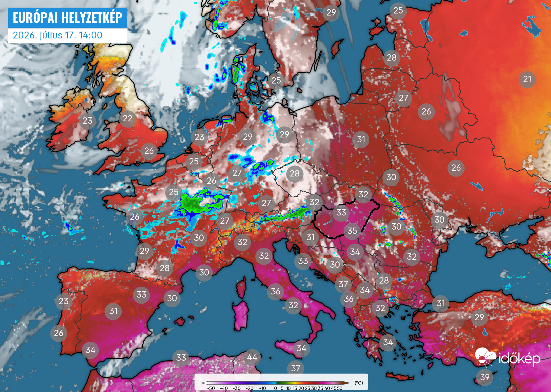 ICON-EU előrejelzés - Péntek 14:00
