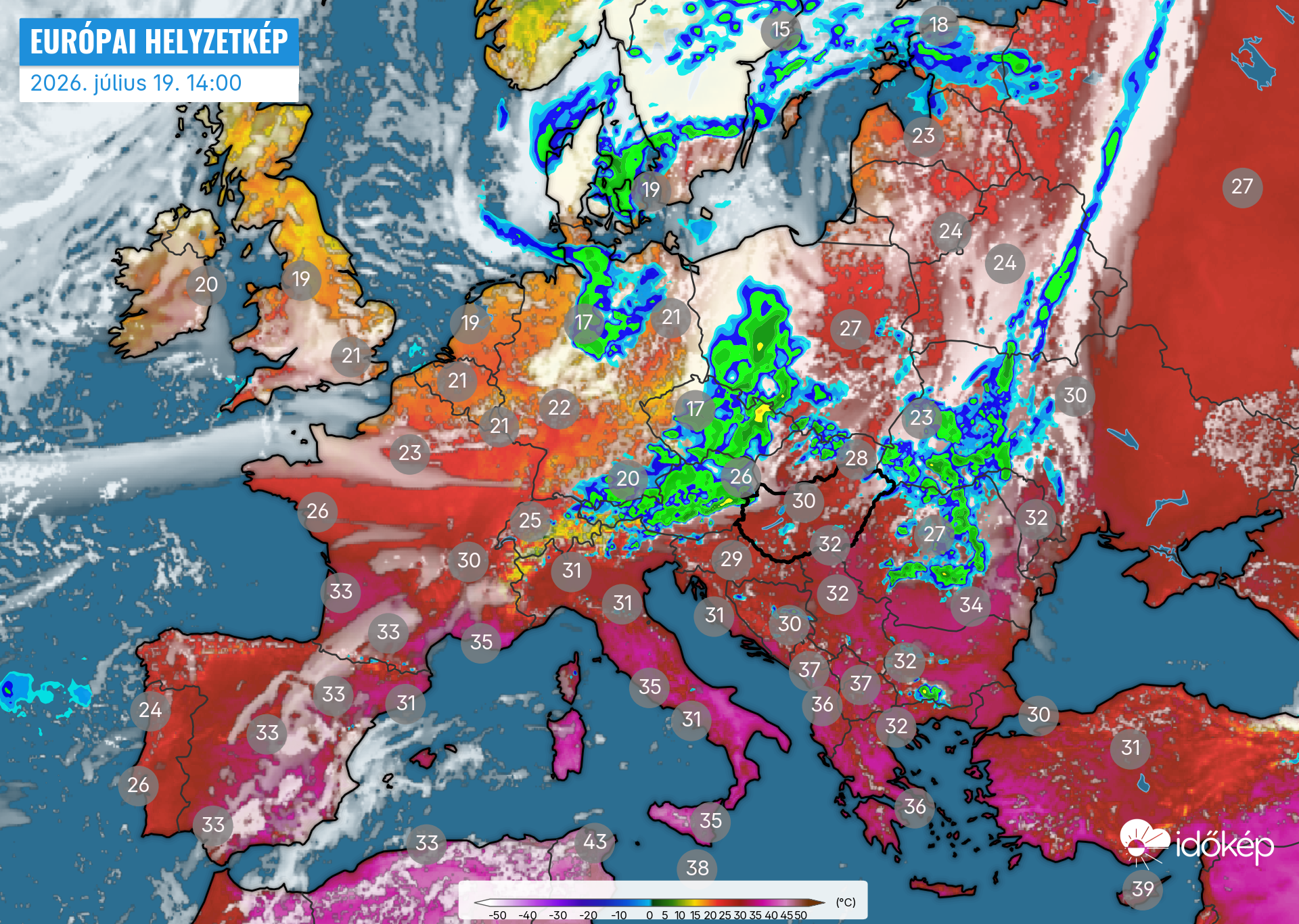 ICON-EU előrejelzés - Vasárnap 14:00